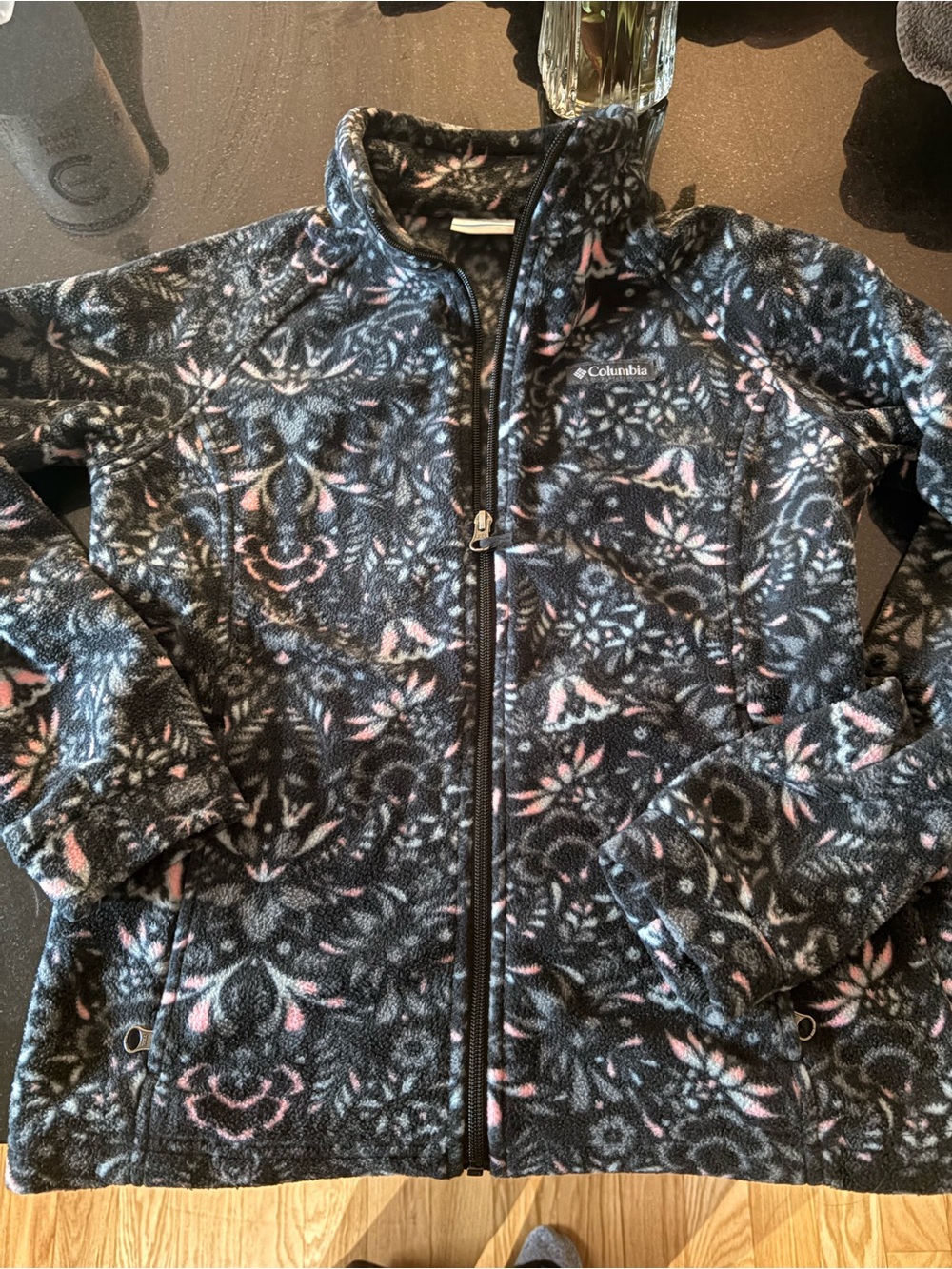 Columbia Black Floral Fleece Jacket
